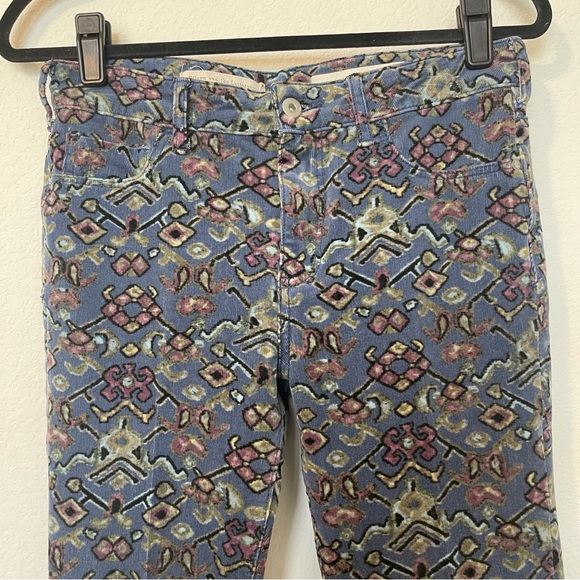 Pilcro and the Letterpress HIgh Rise Slinny Blue Corduroy Printed Pants - Picture 3 of 8